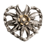 001498 Pewter Edelweiss with Heart  Hat pin / Brooch