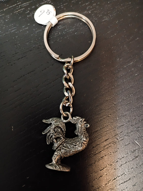 Rooster Pewter Keychain