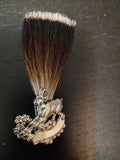 000466/00B008 Imitation Gamsbart Pin /  Brush in brown with light tip  in jumping mountain goat decor brass holder