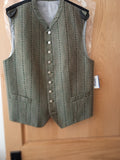 18503 Flori Elmau  Grasegger  Men Vest, green/beige woven with small flower lines