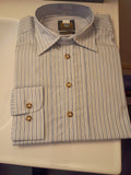 72303 14320 Hammerschmid Trachtenhemd Men all way buttoned down Trachten Shirt blue white stripedl