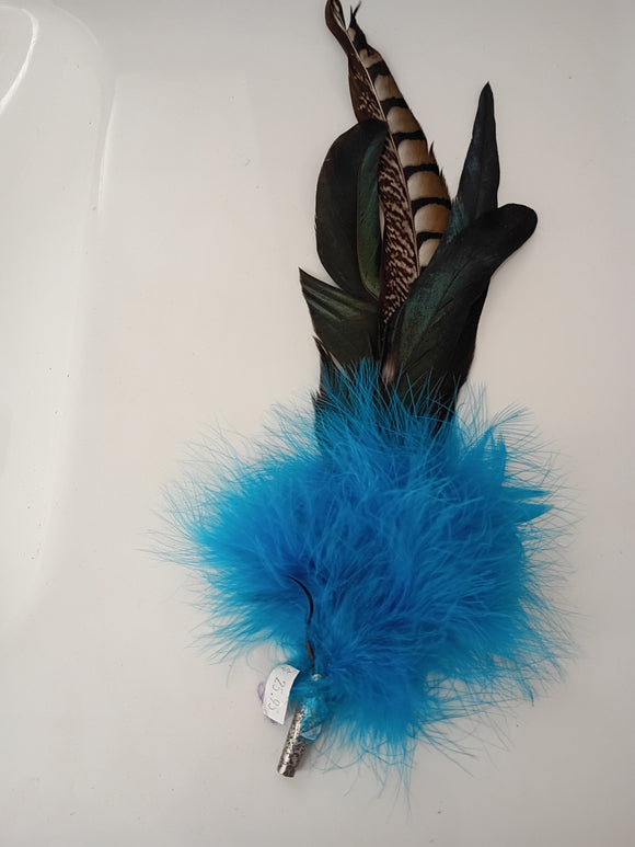 Brass Hat Pin / Brooch with Feathers  in different colors