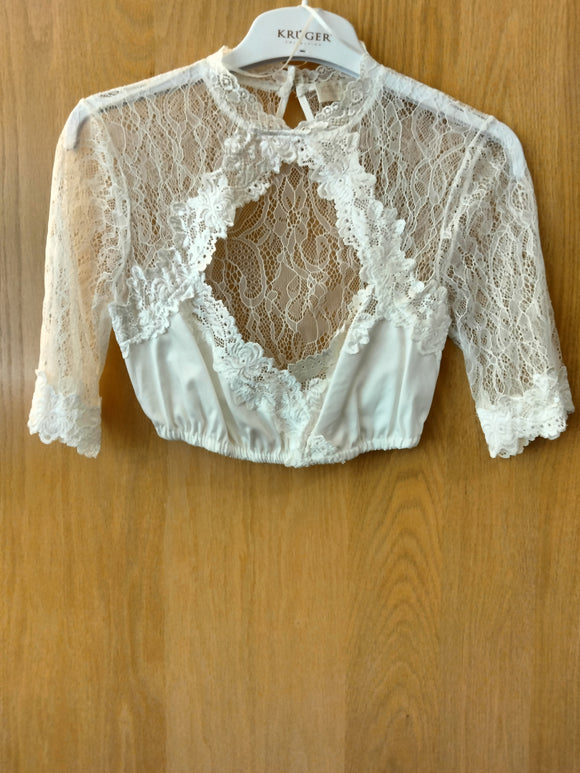27183 Interesting Krueger Elegant Festive Lace/ cotton  Dirndl Blouse  with short sleeves - German Specialty Imports llc