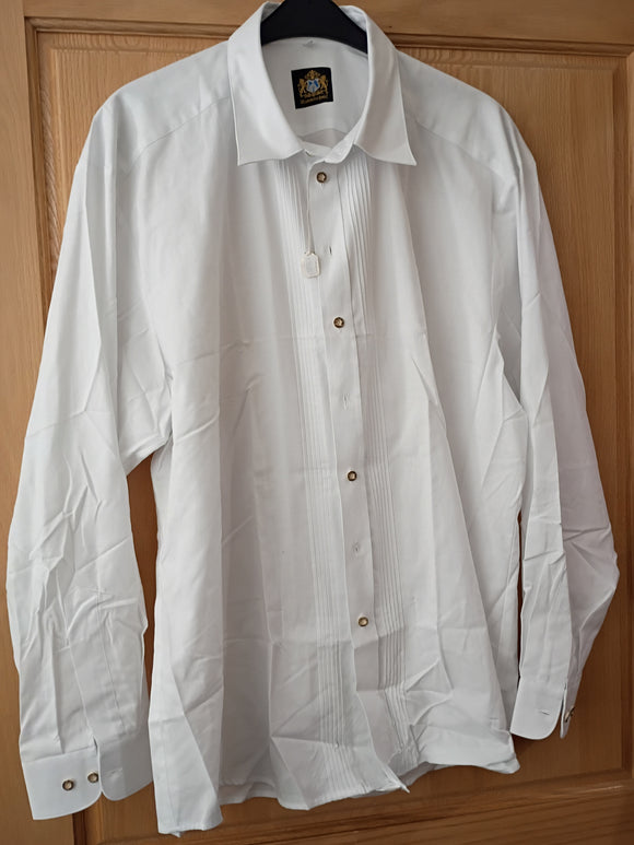 77289 14100  Hammerschmid White  Men Liegekragen  Trachten Shirt with all way down Buttons - German Specialty Imports llc