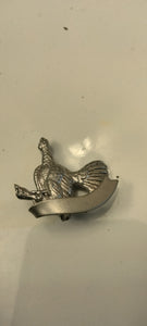 Hat pin Pewter bird with engravable ribbon design