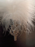 000812y/ 00B297 Vorplattler white Feathe with attached feather holder with Hubertus Deer design
