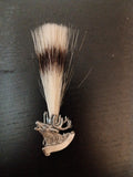 000477S/00B146 Imitation Gamsbart Pin /  Brush in  white/brown in  deer decor brass holder