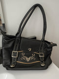 black Leather Leather pants design / Lederhosen hand bag 