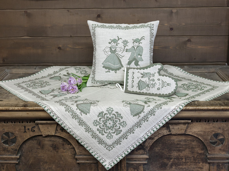 Dessin 83 Weberei Schatz Woven Linen Tablecloth with Bavarian Flower D – German Specialty Imports llc