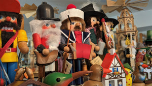 Selection of authentic Geman hand made Nutcrackers , weather houses and pyramids