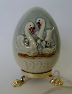 1998 Goebel Collectible Limited Edition Porcelain Easter Egg with claw feet "Swans" - German Specialty Imports llc