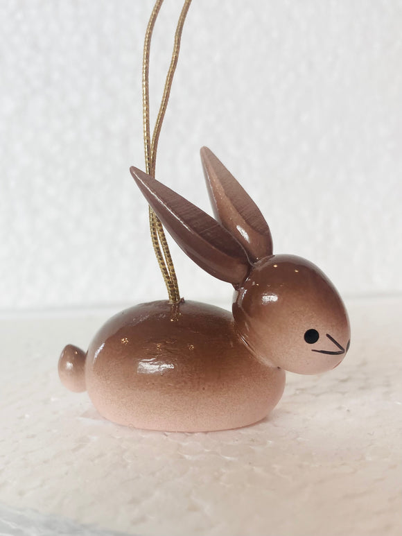 Hand Made and Painted Esco Wooden Brown Bunny Ornament - German Specialty Imports llc