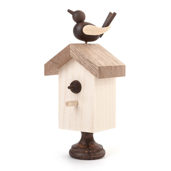 Chirping Bird on Bird House  Wooden toy - German Specialty Imports llc