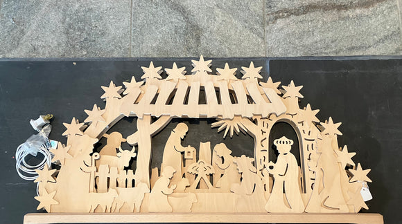 Ratags Hand made Wooden Light Arch- electric, Nativity with stars - German Specialty Imports llc