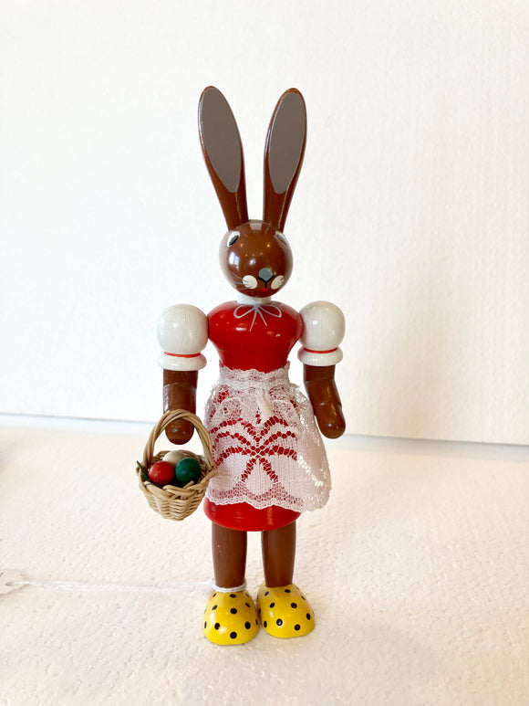 Ore Mountain Painted Wooden Hand made Female  Easter Bunny  7.5