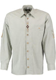 120003-1184/53 OS Trachten Men Trachten Shirt green with small pattern with embroidery Deer Decor and Details on front and sleeves - German Specialty Imports llc