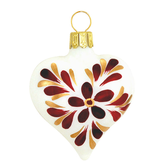 1149560 Heart Mouth blown and Hand painted  Glass  ornament - German Specialty Imports llc