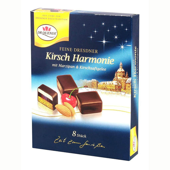 201802 Dr. Quendt Dresdner Kirsch Harmonie  Domino Steine with Marzipan and Cherry Juice Jelly - German Specialty Imports llc