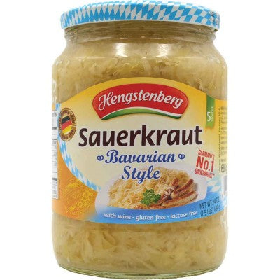 138611 Hengstenberg Mildessa Bavarian Style Wine Sauerkraut in a  jar 24 oz - German Specialty Imports llc