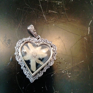 Edelweiss Heart Pendant with Filigree Edging - German Specialty Imports llc
