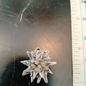 Pewter Edelweiss Pendant with Golden center - German Specialty Imports llc