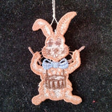 Colored Easter Lace Ornament -Drum Player bunny face - German Specialty Imports llc