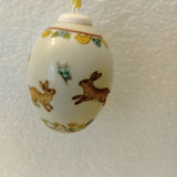 1997 Hutschenreuther Porcelain  Easter Egg Ornament "Easter Bunnies with Butterfly" - German Specialty Imports llc