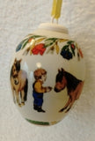 1992 Hutschenreuther Porcelain Easter Egg Ornament"Horses" - German Specialty Imports llc