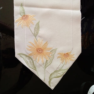 Table Runner with Embroidered Sun Flower Design  10 " x 47 " - German Specialty Imports llc