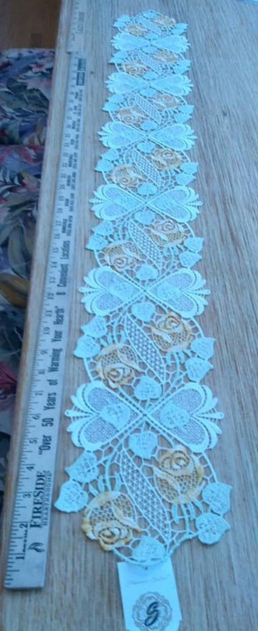 Beautiful Plauener Lace Yellow Rose  Table runner - German Specialty Imports llc