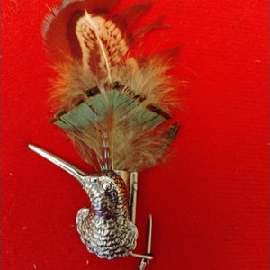 Hat pin Feather with Pewter bird - German Specialty Imports llc
