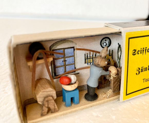 Hand Made Wooden  Ore Mountain Seiffener Miniaturen Easter Bunni's Workshop - German Specialty Imports llc