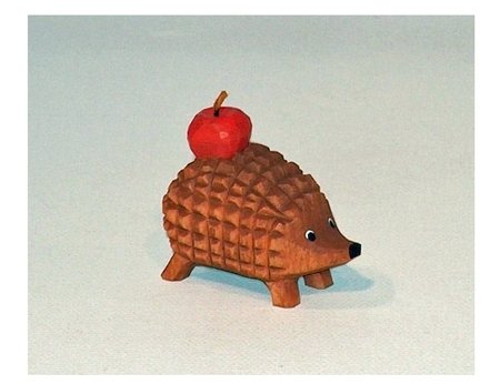Lotte Sievers Hahn hand Carved Animal Hedgehog  with Apple 3.5 cm - German Specialty Imports llc