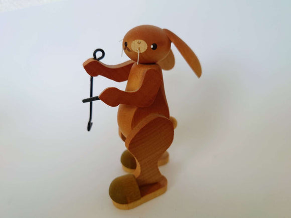 Hand Made Ore Mountain Easter Bunny with Metal instrument - German Specialty Imports llc