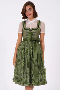 2 pc Festive Krueger Collection  Dirndl Babette with Beautiful  Lace Apron - German Specialty Imports llc
