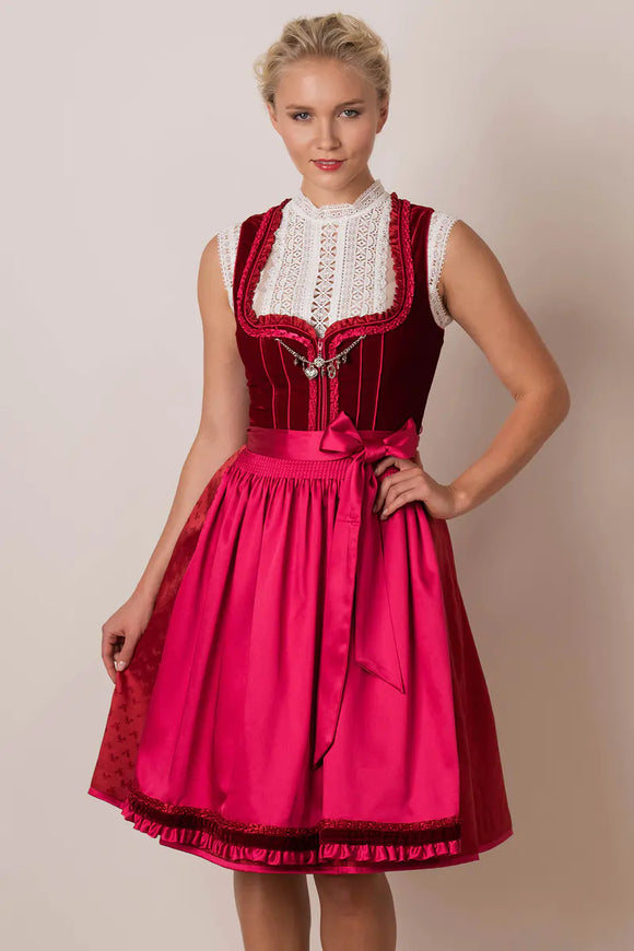47976 Krueger Dirndl Maxine red,  60  cm skirt,  waist 26