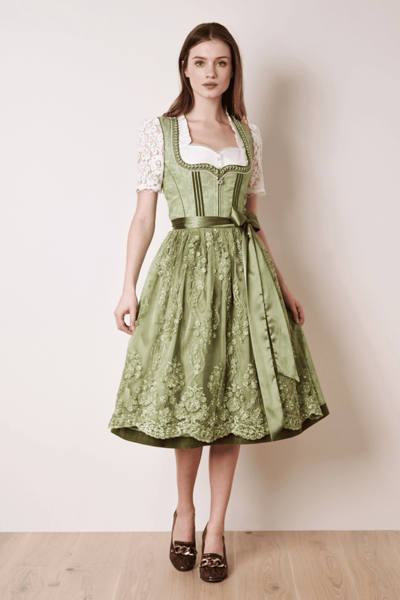 Dirndl Gesia  60 cm / 70 cm  skirt length, color green - German Specialty Imports llc