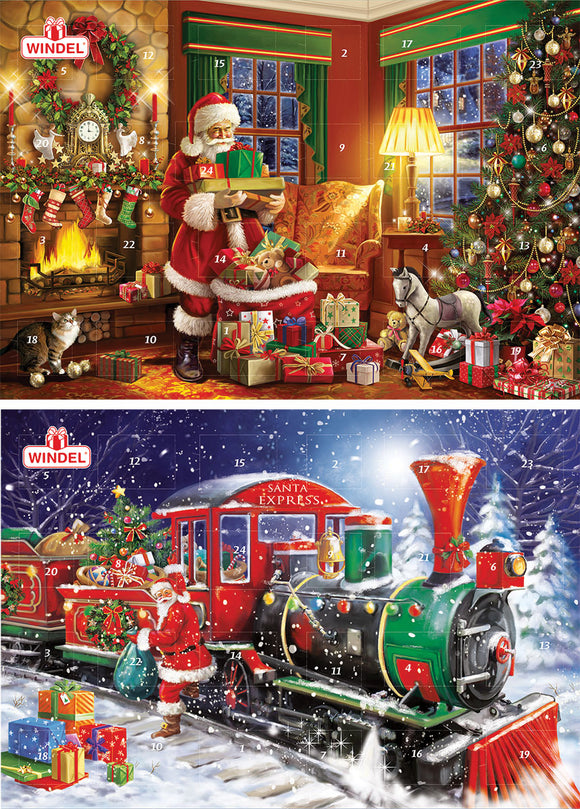 200284 MAXI Windel Milk  Chocolate Train  and Santa Advent Calendar - German Specialty Imports llc