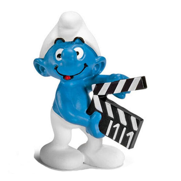 Hand Painted Schleich Figurine Smurf Movie Clapper 207103 Play Figurine - German Specialty Imports llc