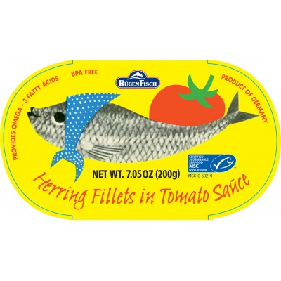 Retro  Ruegen Fisch Herring Fish  in Tomato Sauce Tin - German Specialty Imports llc