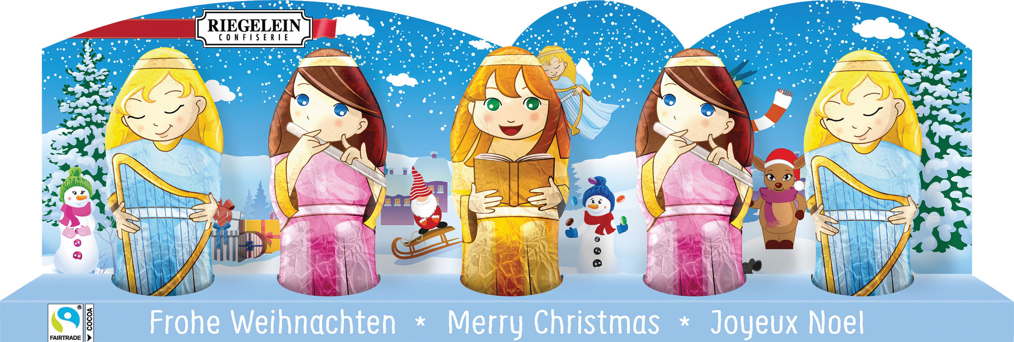 239520 Riegelein Hollow Angels/Gnomes/Santas 5 PC Pack – German