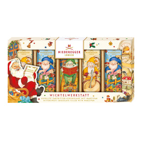 24819 Niedegger Chocolate Covered Marzipan Elves Workshop 6.1 oz - German Specialty Imports llc