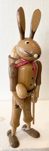 Ore mountain Hand made Wooden Tall Easter Bunny Hiker Egg  Basket on Back - German Specialty Imports llc