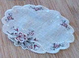 Linen Light Purple Flower Scalloped  Embroidered Doily in different sizes - German Specialty Imports llc