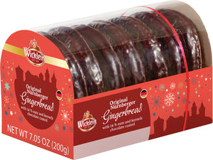 296012 Wicklein Chocolate glazed  Gingerbread Oblaten Cookies Lebkuchen 14 % Nuts 7 oz - German Specialty Imports llc