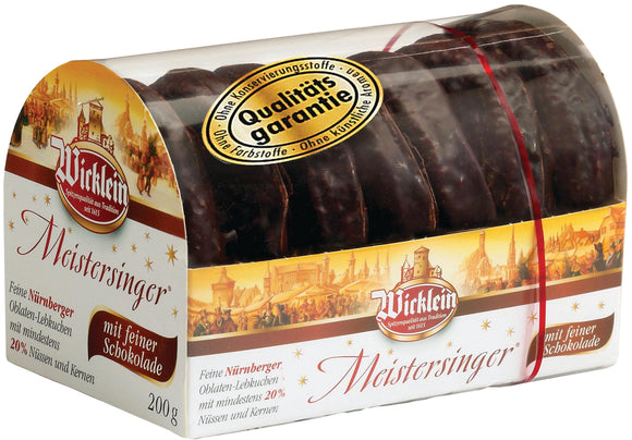296703 Wicklein  Meistersinger Chocolate  Glazed Gingerbread Oblaten Cookies 20 % Nuts 7 oz - German Specialty Imports llc