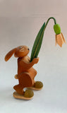 Erzi Hand Made Ore Mountain Easter Bunny with Delicate Snowdrop Flower - German Specialty Imports llc