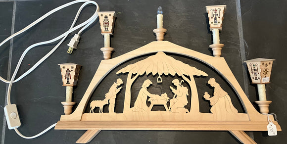 Ratags Hand made Wooden Light Arch- electric, Nativity 20” - German Specialty Imports llc