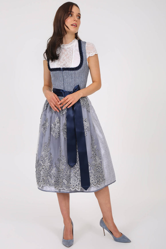Available for Preorder Krueger  Dirndl Skye 60 cm and 70 cm  skirt length, color blue - German Specialty Imports llc