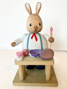 KWO Hand Made  Easter Bunny With Painter Table and Eggs - German Specialty Imports llc